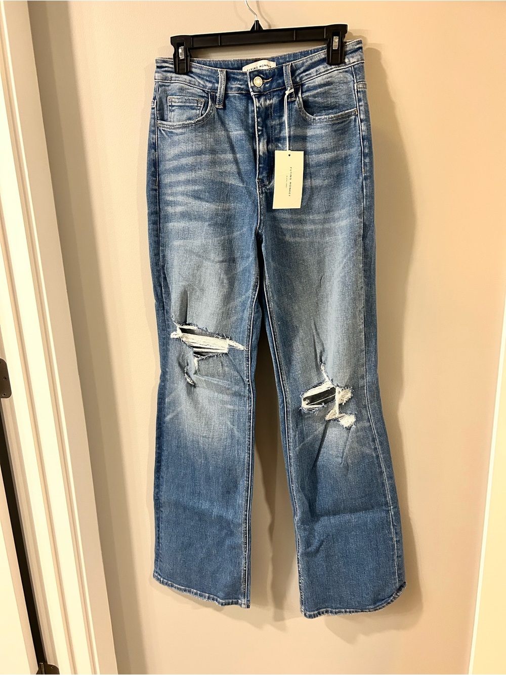 Flying Monkey Light Blue Distressed Boot Cut Jeans